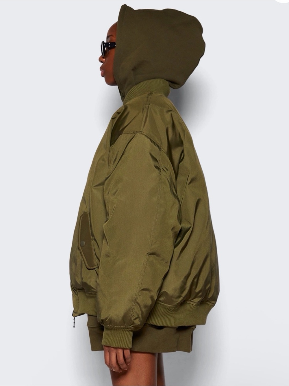 NWT WARDROBE.NYC Oversized Reversible Bomber Jacket Dark Military XS - Picture 5 of 7